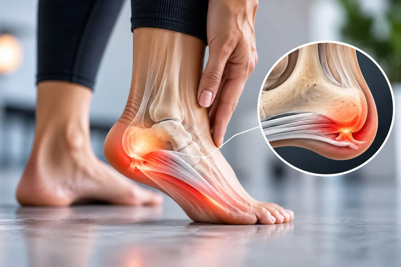 Fascite plantar e esporão do calcâneo: ilustração explicativa